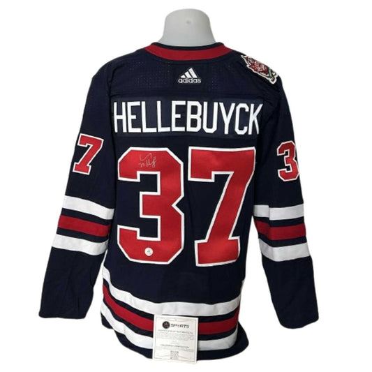 Chandail officiel Adidas signé - Connor Hellebuyck 3e AJs coa