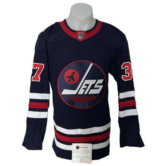 Chandail officiel Adidas signé - Connor Hellebuyck 3e AJs coa