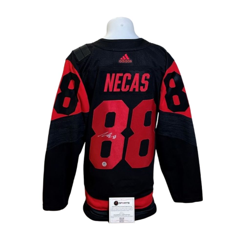 Official Adidas signed jersey - Martin Necas 2023 stadium series AJs coa