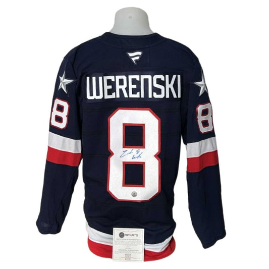 Official Fanatics Premium signed jersey - Zach Werenski blue AJs coa